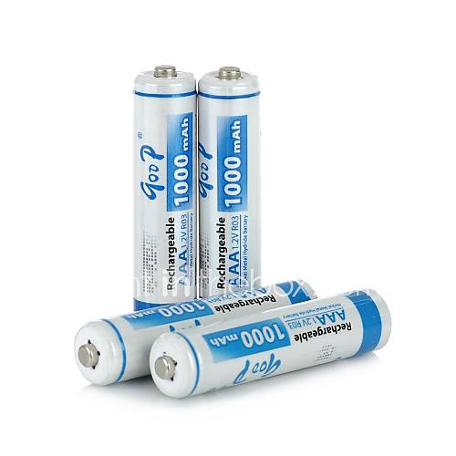 4 PCS GDAAA4B3 Replacement 1.2V 1000mAh Rechargeable NiMH AAA