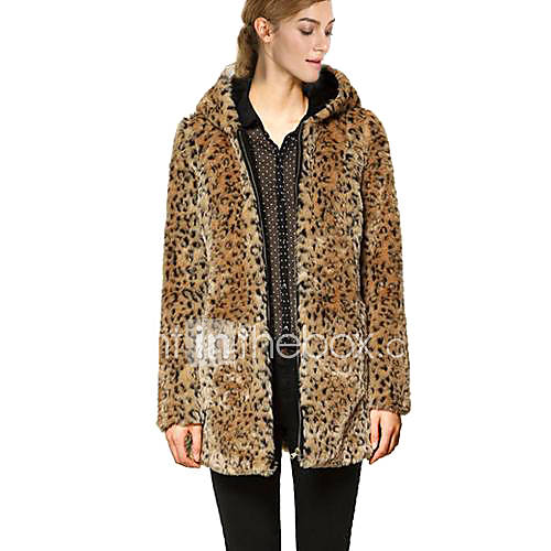 Women's Winter Hood Leopard Print Faux Fur Coat 1962206 2016 – $55.99