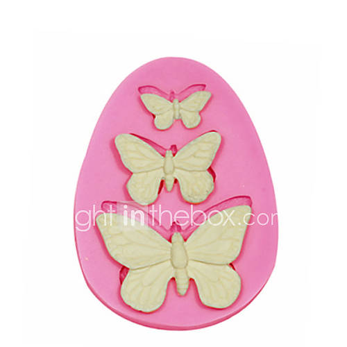 Image de 3 trous moule moule Ã  cake en silicone papillon dÃ©coration de silicone pour fondantes artisanat de bonbons bijoux PMC argile de rÃ©sine