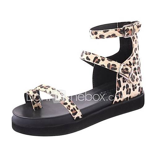 Women's Shoes Leatherette Flat Heel Toe Ring Sandals Dress Black