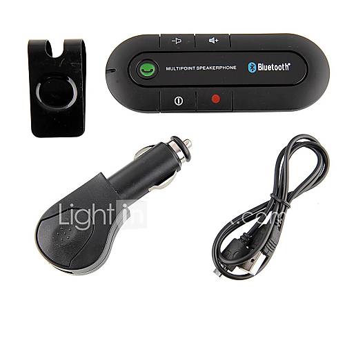 Bluetooth Handsfree Car Kit Clipped On Car Sun Visor, Bluetooth 4.0 Can