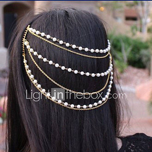 Multilayer Pearl Tassel Wedding Head Chain Jewelry Headpiece Hair Band Hair Chains Comb 3013930