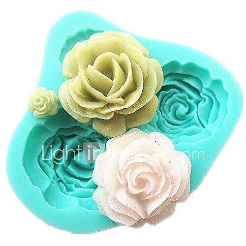 Image de 4 roses silicone gÃ¢teau moule outils accessoires de cuisson de cuisine chocolat fondant moule Sugarcraft outils de dÃ©coration