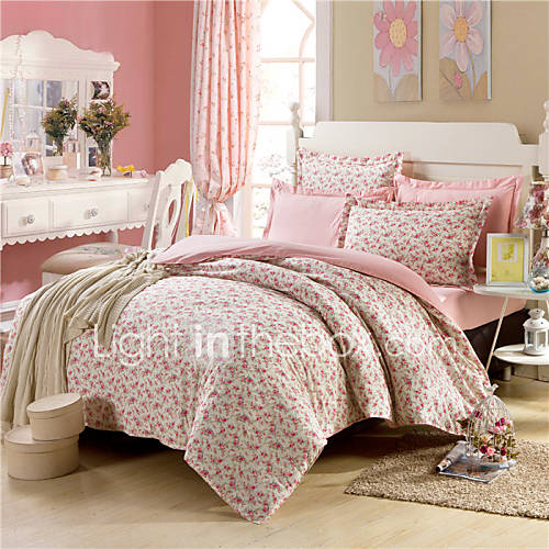 Pink Floral Duvet Cover Set 100 Cotton for Girls 3071887 2016 60.99