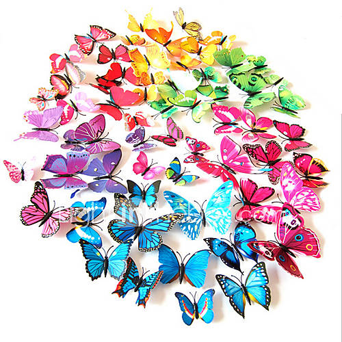 Image de 3d pvc simulation colorÃ© mur de papillon autocollants 12pcs / set