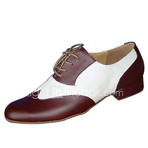 Image de Chaussures de danse(Noir Marron) -Personnalisables-Talon Bas-Cuir Similicuir-Chaussures de Swing Salon