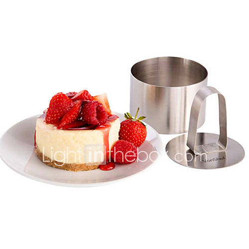 Image de 3''mousse ensemble d'outils de l'anneau de mousse ronde avec gÃ¢teau au fromage de poignÃ©e de poussÃ©e en acier inoxydable de moule