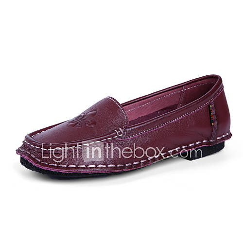 sepatu wanita ujung bundar hak rata kasual cokelat merah muda burgundi loafers sepatu wanita ujung bundar hak rata kasual cokelat merah muda burgundi loafers
