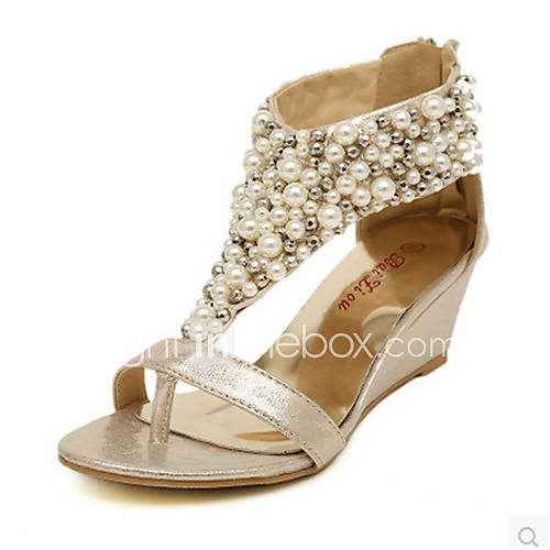 Women's Shoes Wedge Heel Wedges Sandals Dress/Casual Black/Gold 3841467 2016 â $27.99
