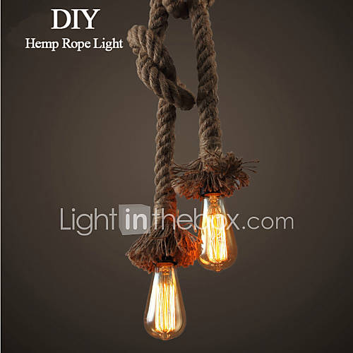 1 Light DIY Art Hemp Rope Light Creative Hemp Rope Chandelier Long