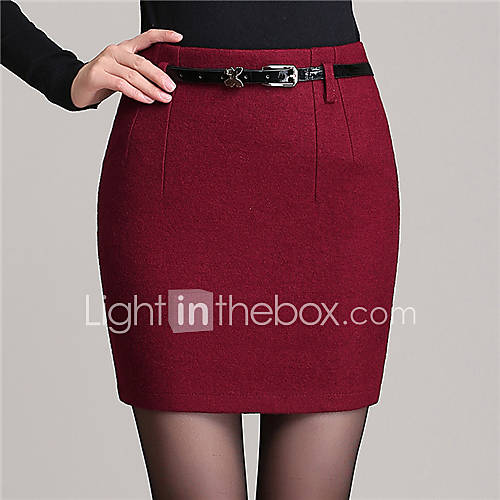 Women's Solid Red/Black Skirts , Bodycon Above Knee 4184447 2016 22.99