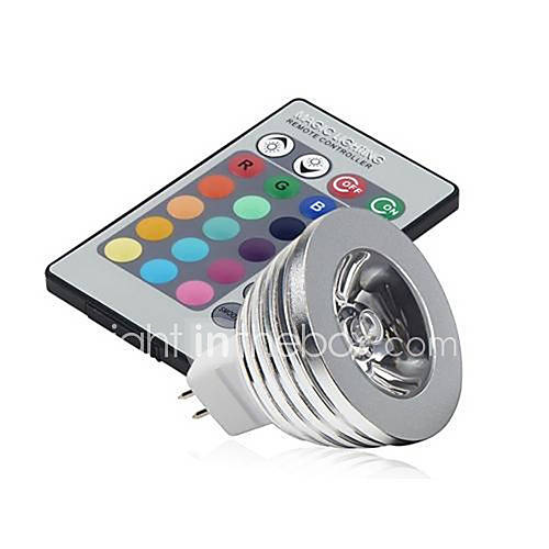 Image de 3W GU5.3(MR16) Lampe LED de ScÃ¨ne MR16 1 LED Haute Puissance 250 lm RVB RGB K IntensitÃ© RÃ©glable CommandÃ©e Ã  Distance DÃ©corative DC 12 V
