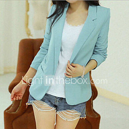 Image de Blazer Femme,Couleur Pleine Couleur unie Travail Automne Manches longues Revers en Pointe Normal Polyester