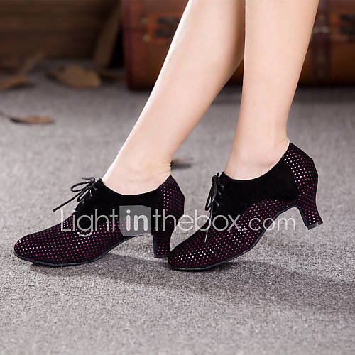 Image de Chaussures de danse(Jaune Fuchsia) -Non Personnalisables-Talon Cubain-Daim-Moderne