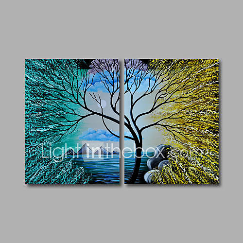 HandPainted Abstract Two Panels Canvas Oil Painting For Home