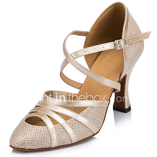 Image de Chaussures de danse(Noir Ivoire Argent) -Personnalisables-Talon Aiguille-Paillette Brillante-Latine Salon