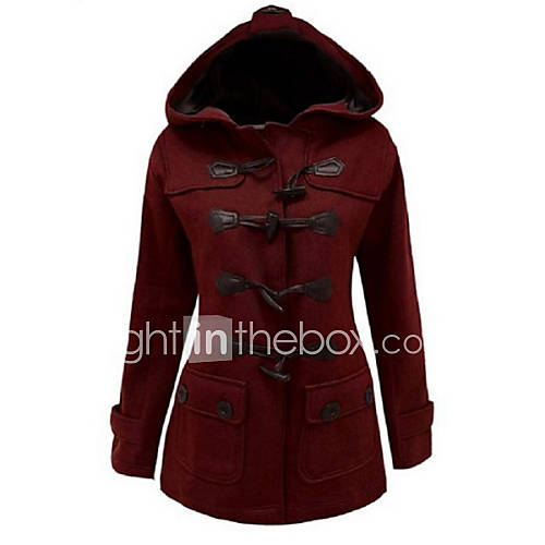 Women's Vintage Coat,Solid Hooded Long Sleeve Winter Red / Black / Gray