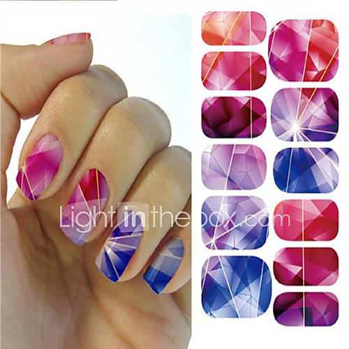 1pcs berwarna terang desain kuku stiker nail 1pcs berwarna terang desain kuku stiker nail