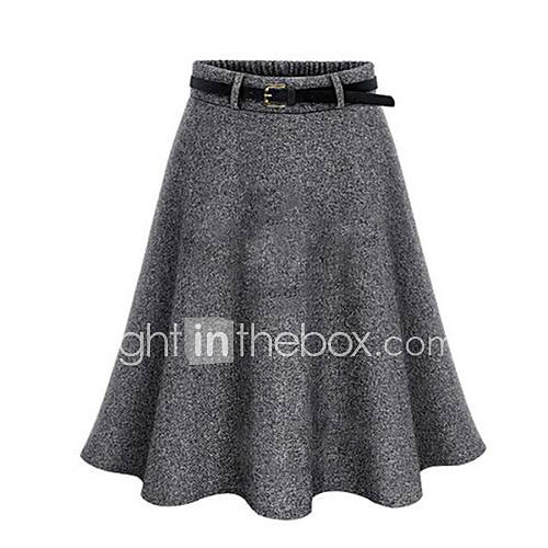 Women's Solid Brown / Gray Skirts , Casual / Cute Kneelength 4599499 2016 14.99