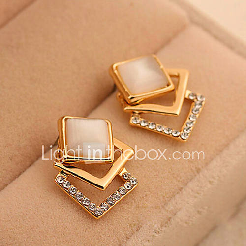 Image de Boucles d'oreille goujon Bijoux Femme Alliage Strass 2pcs DorÃ© Blanc