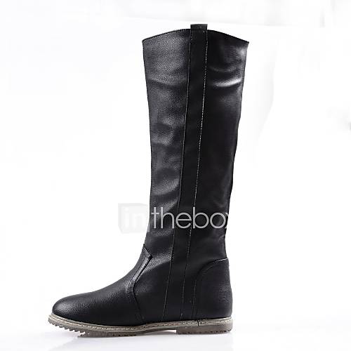 flat heel high boots
