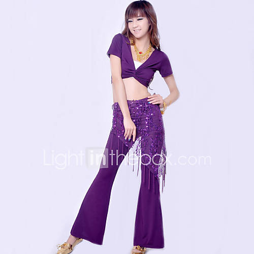 Belly Dance Outfits Women's Performance Crystal Cotton Draped 2 Pieces