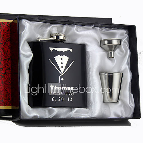 Image de Cadeaux PiÃ¨ce / Set Flasque Mariage Inox PersonnalisÃ© Flasque Noir BoÃ®te Ã  cadeau