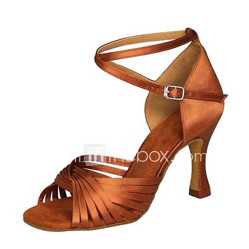 Image de Chaussures de danse(Noir Marron Argent Or Fuchsia Autre) -Non Personnalisables-Talon Aiguille-Satin Similicuir-Latine