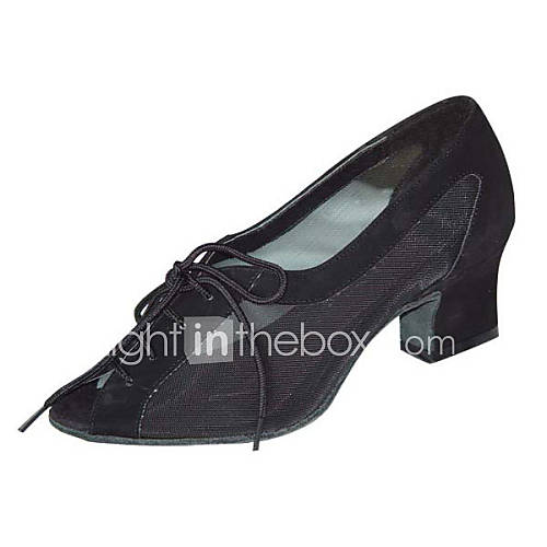 Image de Chaussures de danse(Noir Marron) -Non Personnalisables-Talon Bottier-Satin Similicuir-Moderne