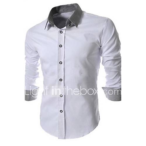 Men's Work/Formal Dress Shirt, Plus Size Contrast Collar Long Sleeve