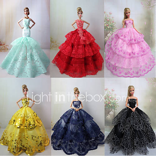 6 PCs Poupée Barbie Robe De Soirée De Luxe Princesse Charmante De 2016 ...