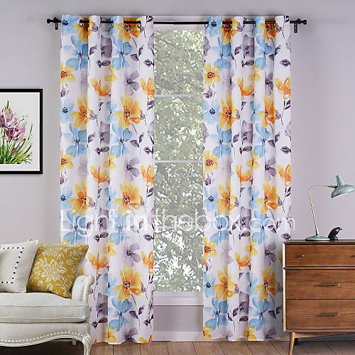Two Panels Country Floral / Botanical Multicolor Living Room Polyester
