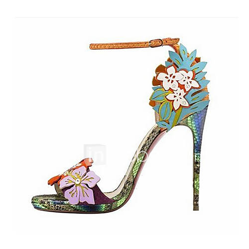 multi color open toe heels
