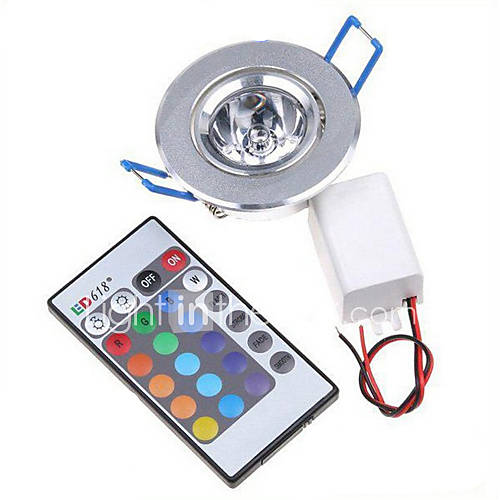 3W RGB Color Changing LED Recessed Ceiling Lamp Down Light +IR Remote Control(85265V) 4957535
