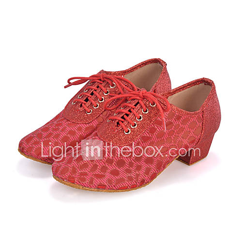 Image de Chaussures de danse(Noir Bleu Rouge Argent) -Personnalisables-Talon Bottier-Paillette Brillante SynthÃ©tique-Latine