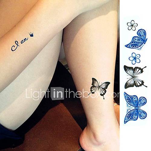 1 Sheet Sex Product Tattoo Sticker Beauty Butterfly Pattern Waterproof Temporary Tattooing Paper 