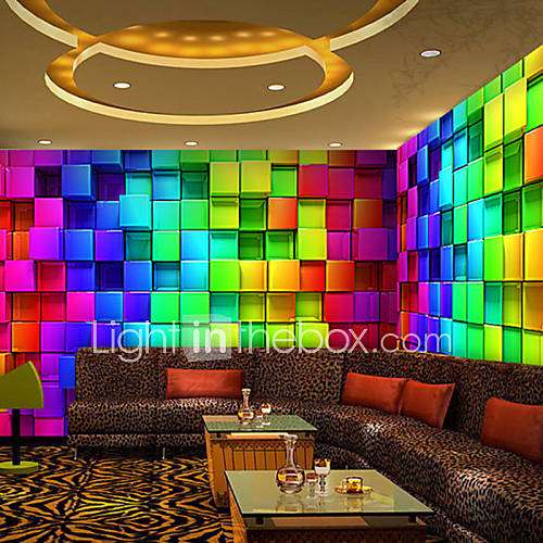 3D Shinny Leather Effect Large Mural Wallpaper Colourful ...