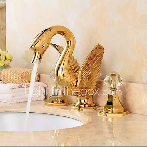 Separated Type Two Handles luxurious large Swan Shape Bathroom Basin