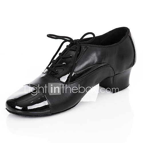 Image de Chaussures de danse(Noir) -Personnalisables-Talon Bottier-Similicuir-Latine Salon