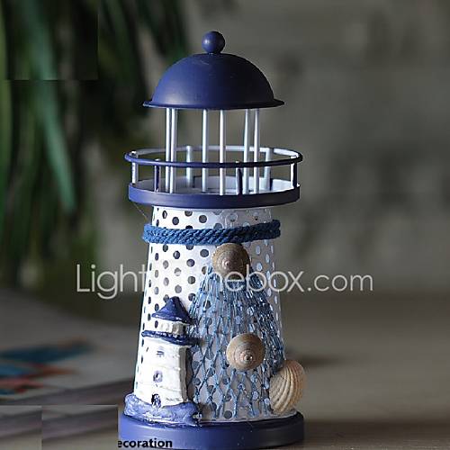 RGB Wrought Iron Lighthouse Candle Holder Mediterranean Style Romantic