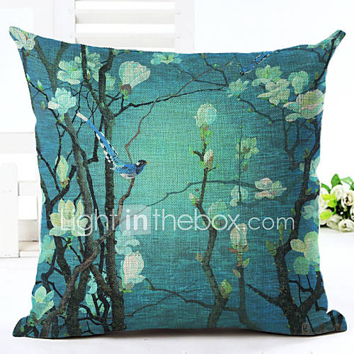 Novelty Floral Pattern Linen Pillowcase Sofa Home Decor Cushion Cover