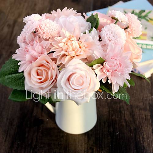 Image de 8.0 Une succursale Soie Plastique Roses Marguerites Fleur de Table Fleurs artificielles 7.48"X11.8"
