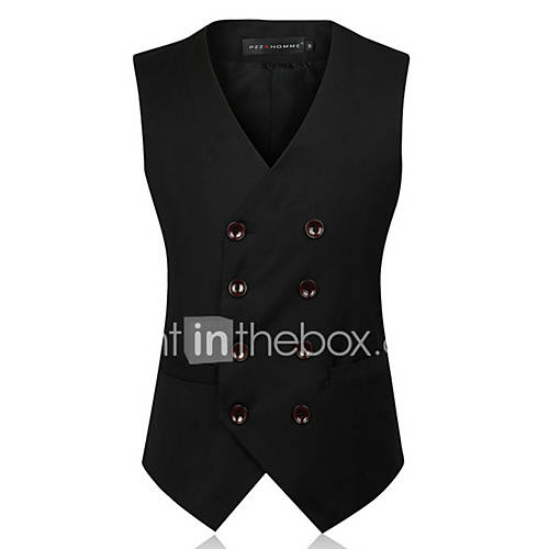 Image de Blazer Hommes,Couleur Pleine DÃ©contractÃ© / Quotidien Travail Sans Manches Coton Acrylique Polyester