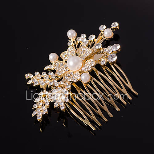 Image de argent / or peignes perles de cristal de la forme des feuilles pour dame fÃªte de mariage