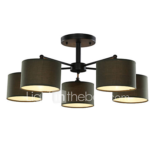 5 Light 30 inch Ceiling Light Fixture, Black And White 5020878 2016