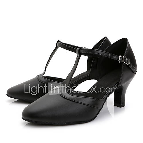 Image de Chaussures de danse(Noir) -Non Personnalisables-Talon Aiguille-Cuir-Latine Moderne Salon Chaussures d'EntraÃ®nement