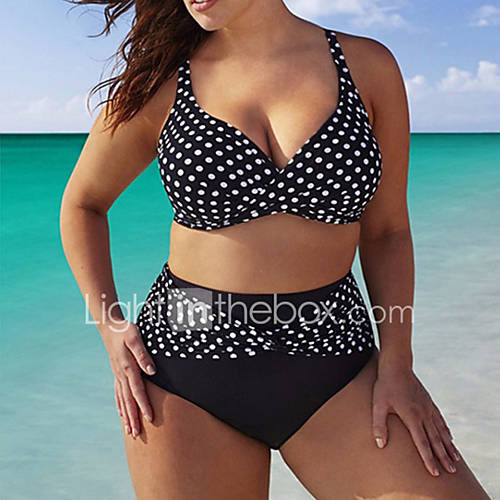 Women's Bandeau Bikini,High Rise / Dot Polyester Black 5100170 2017