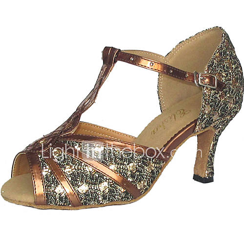 Image de Chaussures de danse(Argent) -Personnalisables-Talon PersonnalisÃ©-Similicuir Paillette Brillante-Latine Salon