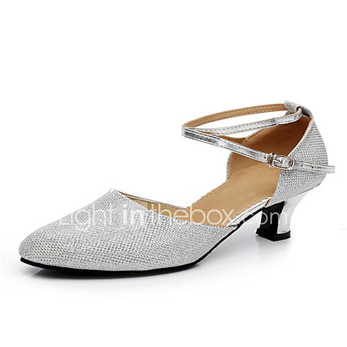 Image de Chaussures de danse(Marron Argent Gris Or) -Non Personnalisables-Talon Cubain-Cuir Verni Paillette Brillante Paillette SynthÃ©tique-Moderne