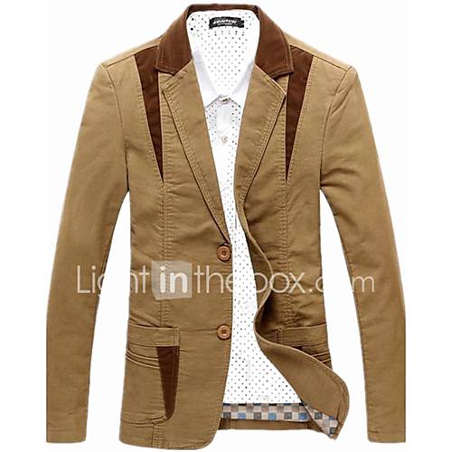Image de Blazer Hommes,MosaÃ¯que DÃ©contractÃ© / Quotidien Travail Grandes Tailles Printemps Automne Hiver Manches Longues Coton Acrylique